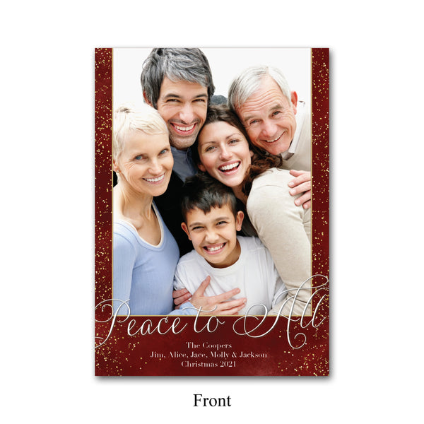 Peace to All Christmas Photo Holiday Card with Envelope